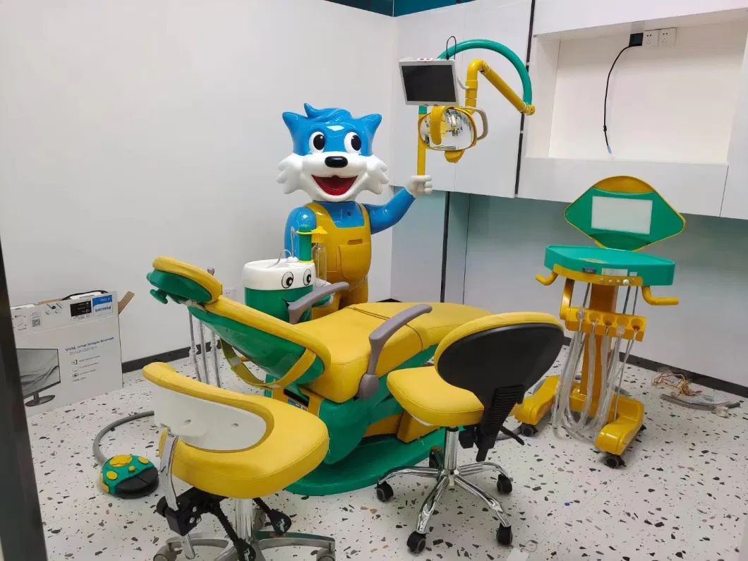 Hochcy Medical Dental Portable Chair Unit Lovely Cartoon Kids Blue Cat Dinosaur Children Dental Chair