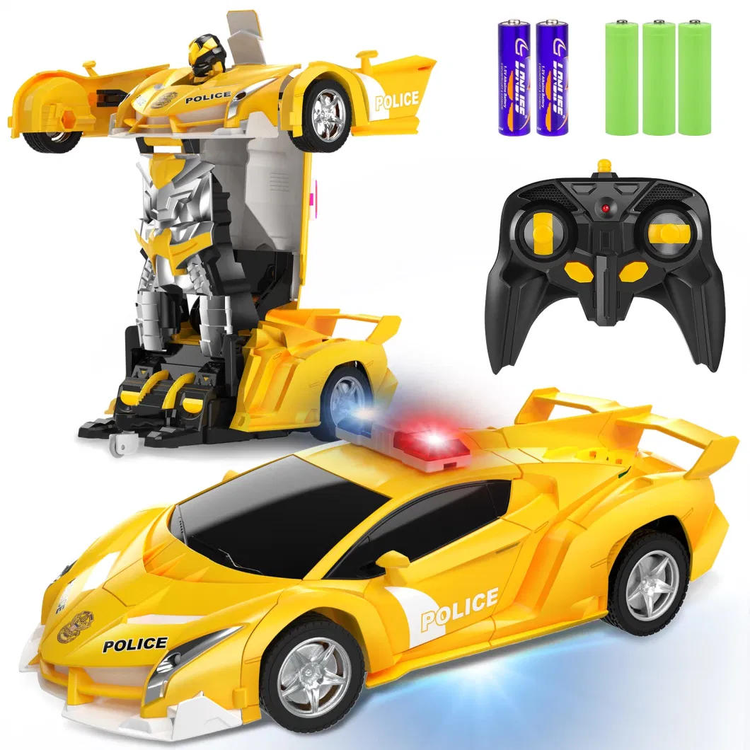 One Button Deformation to Robot with Flashing Lights Transform Car Robot