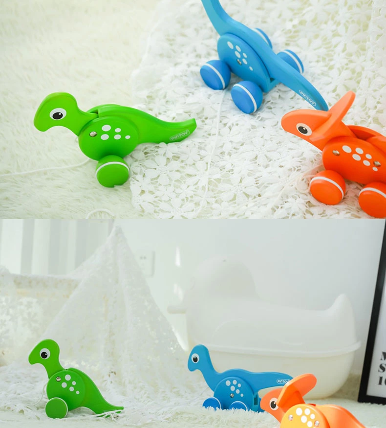 Pintoy Wooden Baby Pull Along Dinosaur T-Rex