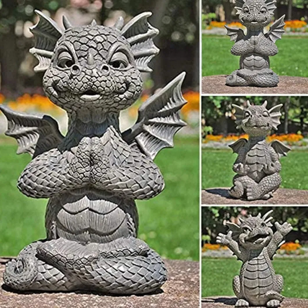 Garden Dragon Statue Hand Together Resin Dinosaur Outdoor Decoration