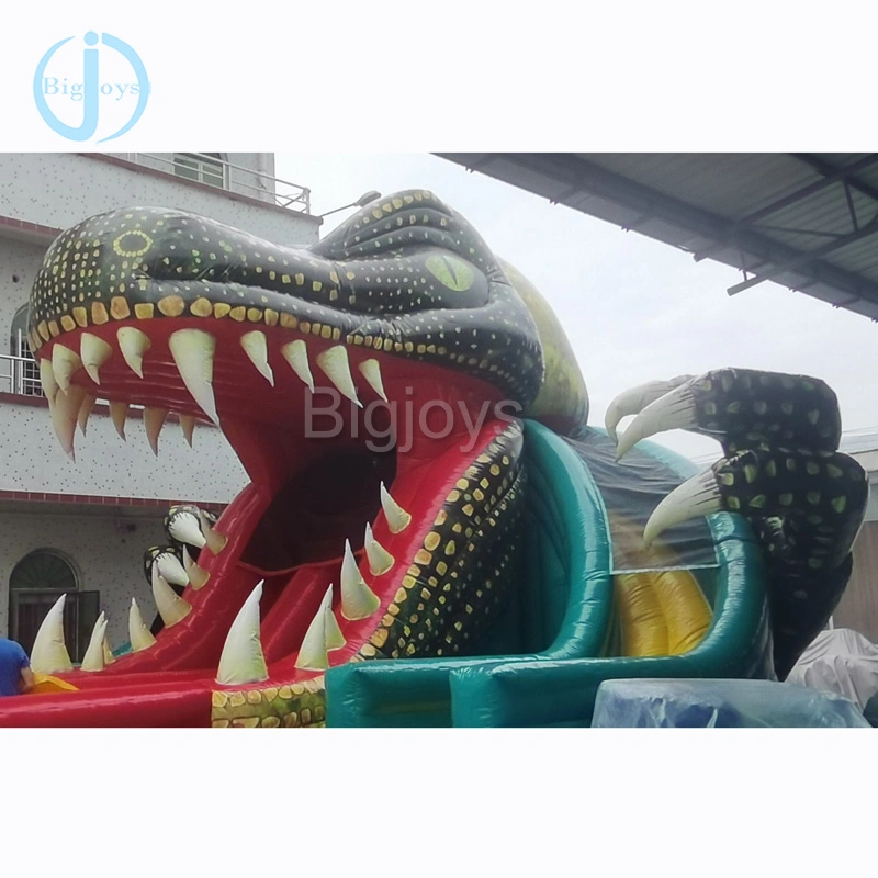 Giant Thrill Dinosaur Inflatable Dry Slide Commercial Grade 3D Dinosaur Jurassic Park Theme