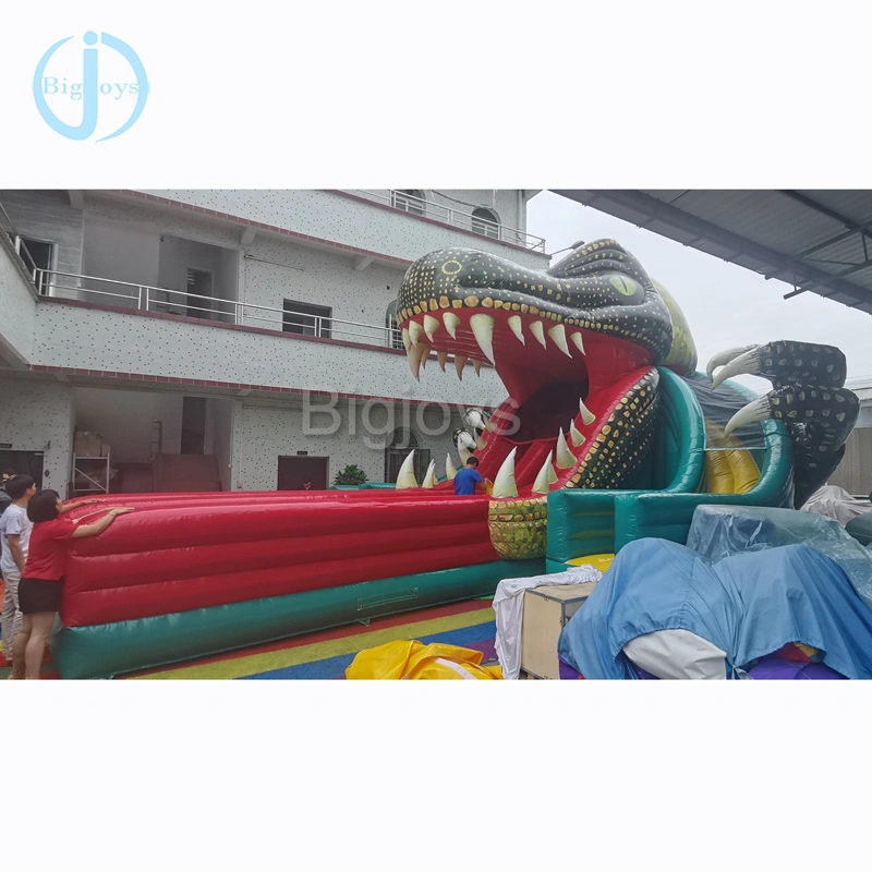Giant Thrill Dinosaur Inflatable Dry Slide Commercial Grade 3D Dinosaur Jurassic Park Theme
