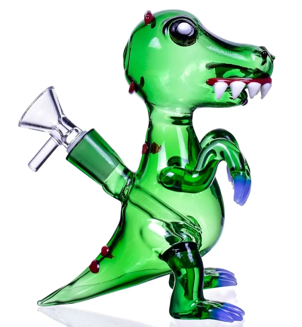 Hookahs Dark Green Glass Cute Dinosaur DAB Rigs Downstem Perc 14mm Bowl Smoking Pipe Accessory Water Pipes