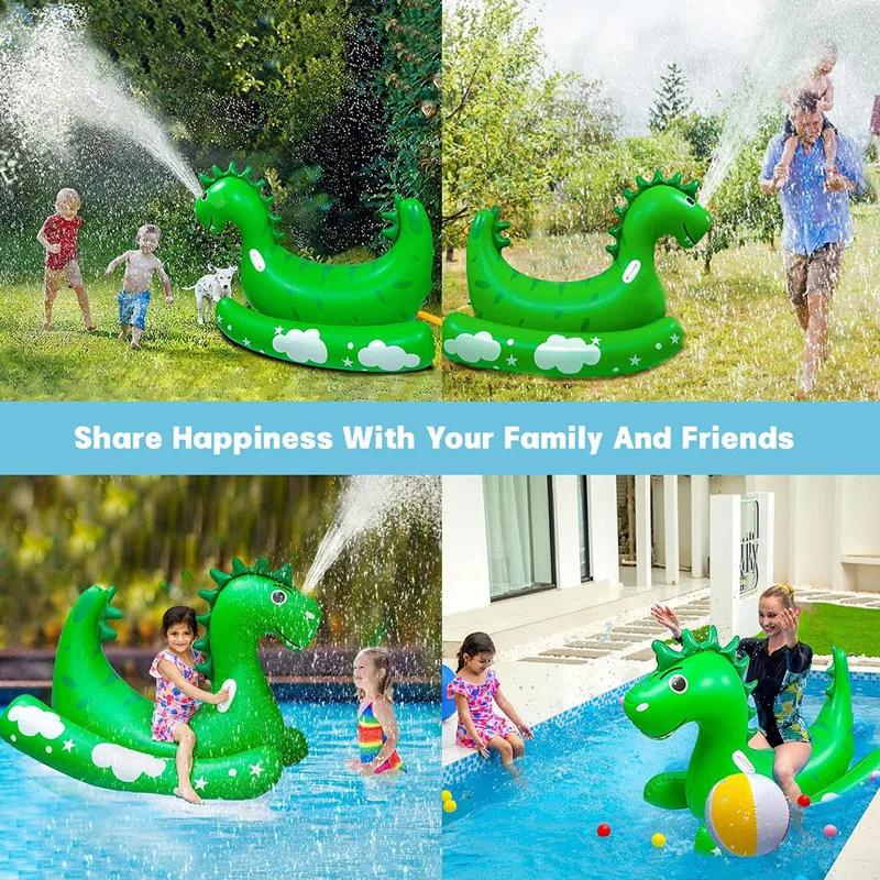 Kids Sprinklers Pool Toys Ride-on Dinosaur Splash Pool Float