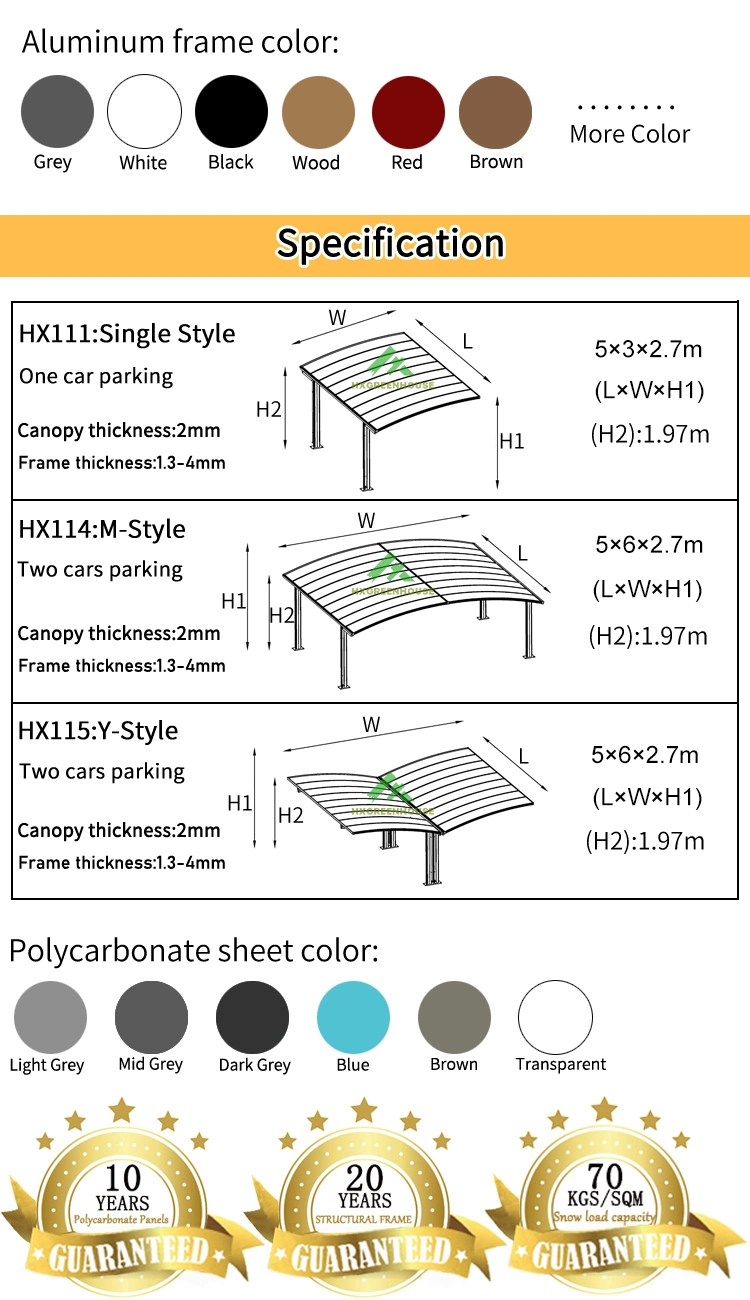 Cover Shelter Crage Moving Parking Modern Aluminum Frame Carport