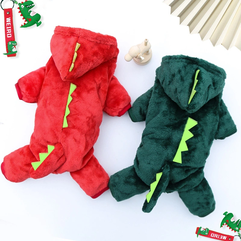 Dinosaur Pet Clothes Coral Fleece Cat Dog Warm Coat Cute Kitten Puppy Four-Legged Clothes Role Play Hoodie Pet Accessories
