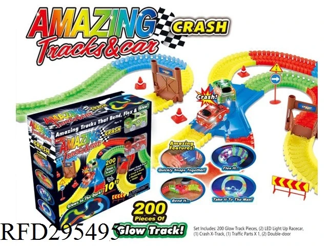 Dinosaur Toys World Car Track Set, with 240 Pieces Flexible Tracks Set
