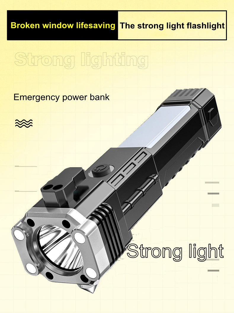 LED Emergency Survival Safety Hammer Multi-Functional Outdoor Lighting Flashlight