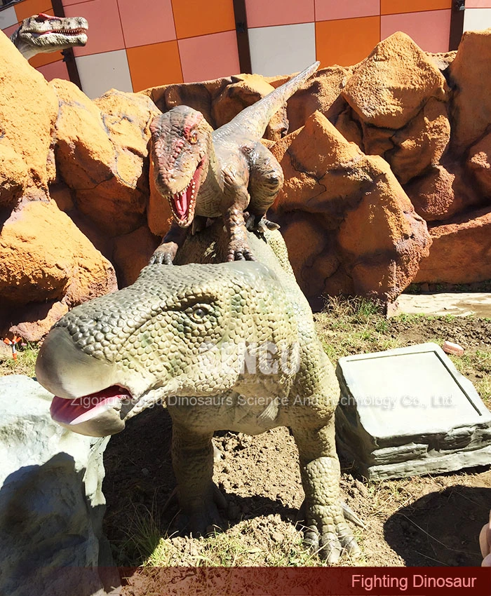 Life Size Dinosaur Statues Robotic Fighting Park Animatronic Dinosaur