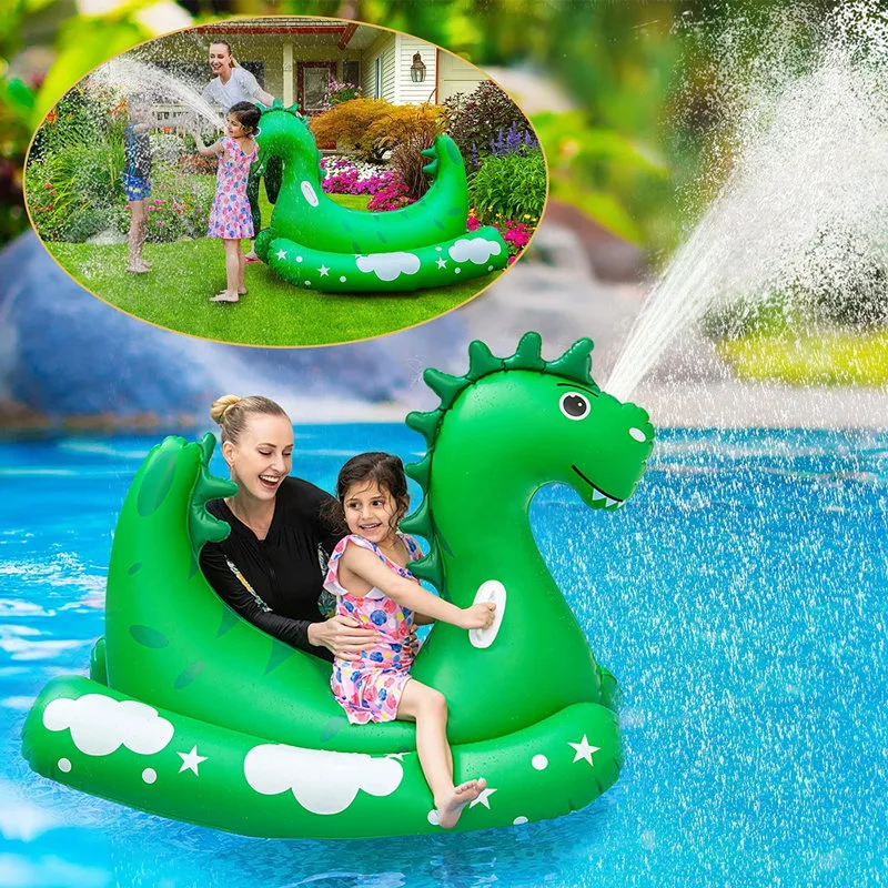 Kids Sprinklers Pool Toys Ride-on Dinosaur Splash Pool Float