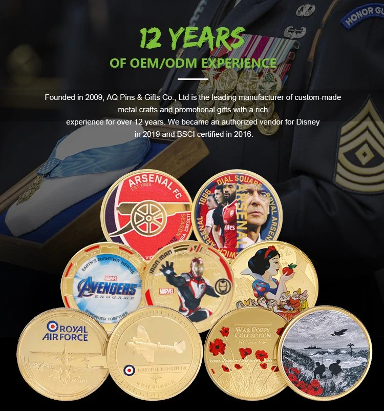 Wholesale Custom Replica Metal Craft Kuwait Air Force Silver 2 Pound Euro Medal Military Football Anime Award Gold Commemorative Challenge Coin as Souvenir Gift