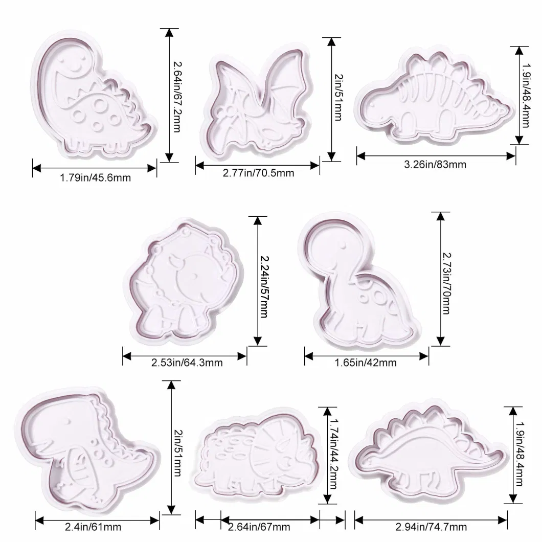 Baby Dinosaur Cookie Cutters Cartoon Plunger Fondant Cake Pie Stampers Baking Molds