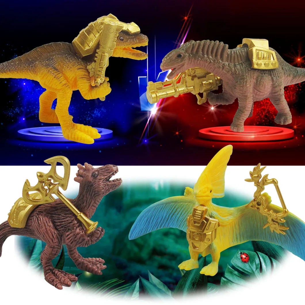 8 Large Plastic Dinosaur Combination Toy Gold Armor Weapon PVC Dinosaur Model Bags