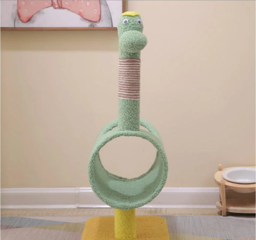 Hot Selling Cat Tree Dinosaur Shape Sisal Scratching Post Cat Tunnel