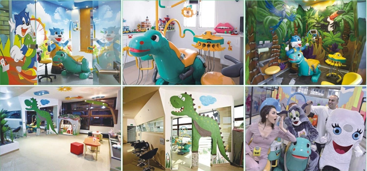 Sjd-A8000-Ib Luxury Dental Unit Dinosaur LED Lamp Full Set Children Kids Dental Chair