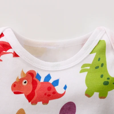 Manica collare rotondo cute Dinosaur vestiti da arrampicata su bambino stampati, vendita al dettaglio e all&prime;ingrosso.