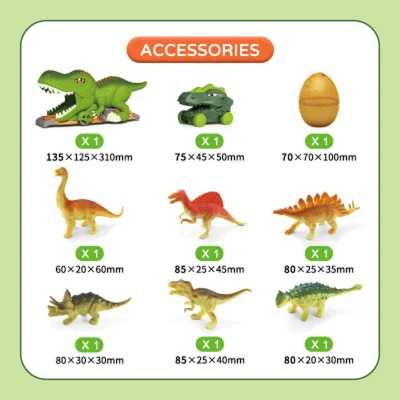 Animali Bambini Giocattoli Dinosauro forma Friction Power Car Bambini Giocattoli Veicolo piccolo fluenza realistico Rubble scorrevole Puzzle Tunnel Car Dinosaur Auto