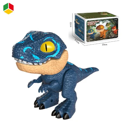 Qstoys Amazon Hot Kids Giocattoli Kindergarten plastica Blu Velociraptor Dinosaur Set di articoli da stationery con pinzetta a matita Ruler per Studente