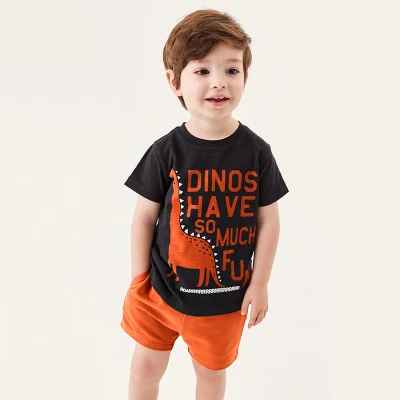 Abbigliamento boutique per bambini Summer Boy a manica corta Dinosaur T-Shirt e. Shorts Set DA 2 PEZZI Abbigliamento