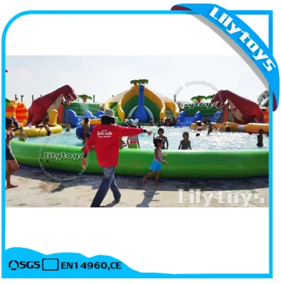 PVC telone Dinosauro parco a tema gonfiabile acqua Parco per giocare Attrezzatura a terra