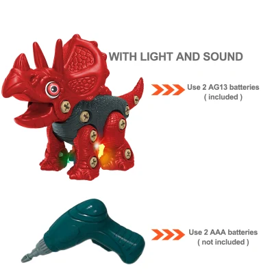 Viti costruzione Sound Light scorrevole Triceratops Educational prendere parte animali Giocattoli di assemblaggio Dinosaur modello bambini con attrezzi