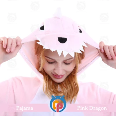Sconto divertente costume da dinosauro rosa per adulti e bambini