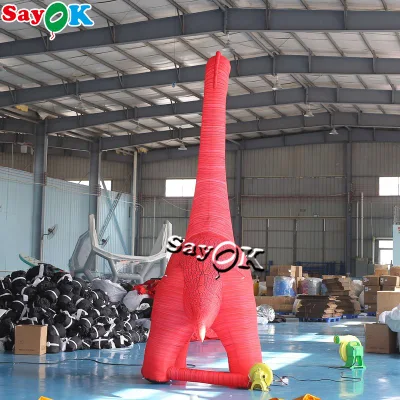 Dinosauro rosa gonfiabile di Natale Yard per decorazione Giant personalizzato esterno Pubblicità disegno gonfiabile Cartoon Animali Mascotte modelli