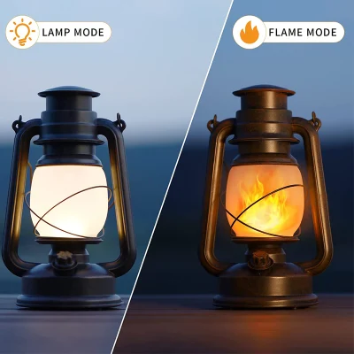 Lampada a olio di kerosene in bronzo stile vintage, lampada da campeggio portatile per esterni retro Hurricanes Lanterna a fiamma dinamica con modello doppio