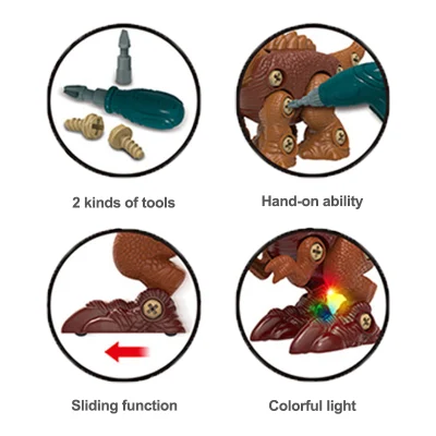 Viti costruzione Sound Light scorrevole Triceratops Educational prendere parte animali Giocattoli di assemblaggio Dinosaur modello bambini con attrezzi