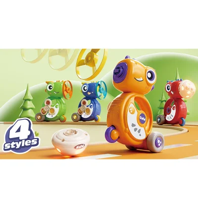 4 in 1 all&prime;aperto Flying Saucer Toys Dinosaur Inertial Car Con i giocattoli per bambini Whistle Spinner