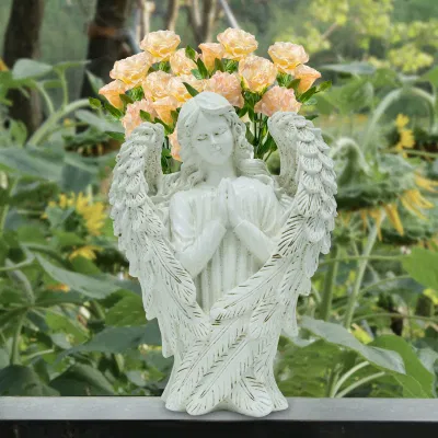 Angelo Bianco Pot resina Fiore Artigianato Giardino esterno prato patio Decorazione
