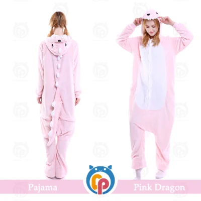 Sconto divertente costume da dinosauro rosa per adulti e bambini