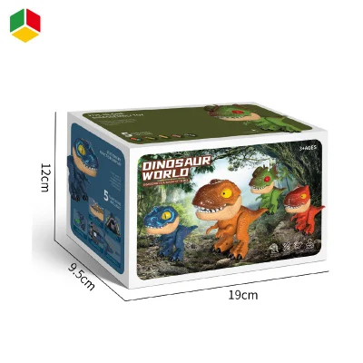 Qstoys Amazon Hot Kids Giocattoli Kindergarten plastica Blu Velociraptor Dinosaur Set di articoli da stationery con pinzetta a matita Ruler per Studente