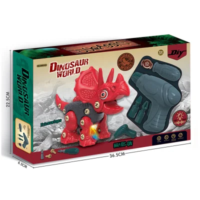 Viti costruzione Sound Light scorrevole Triceratops Educational prendere parte animali Giocattoli di assemblaggio Dinosaur modello bambini con attrezzi