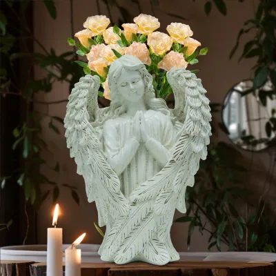 Angelo Bianco Pot resina Fiore Artigianato Giardino esterno prato patio Decorazione