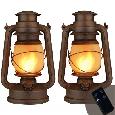 Lampada a olio di kerosene in bronzo stile vintage, lampada da campeggio portatile per esterni retro Hurricanes Lanterna a fiamma dinamica con modello doppio