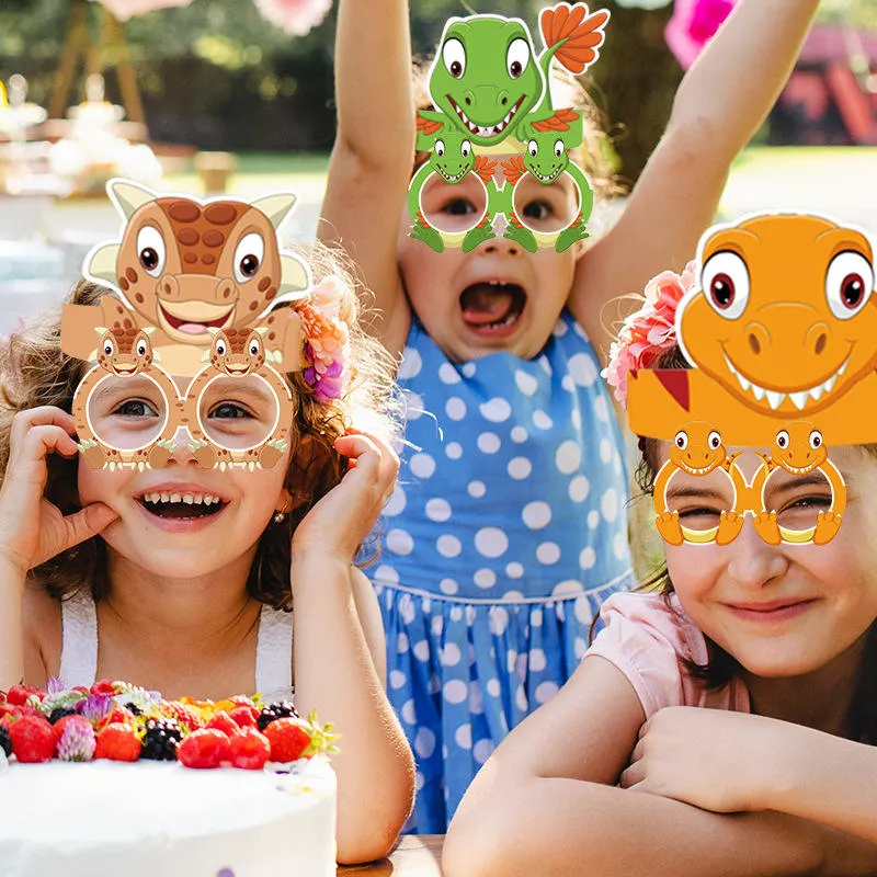 Hot Sale Dinosaur Theme Birthday Party Decoration Paper Hat Glasses Photo Props