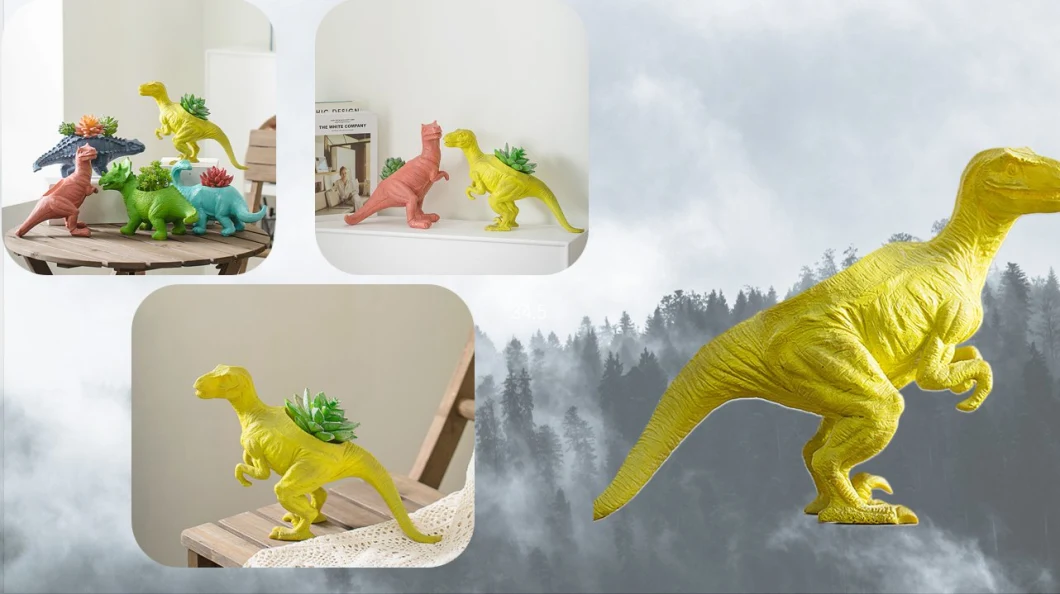Animal Crafts Resin Color Dinosaur Fleshy World Vase Living Room Decoration