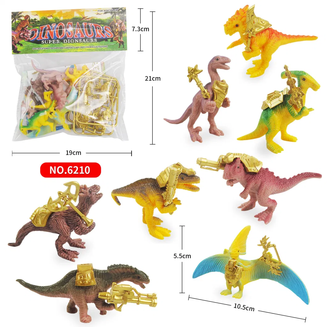 8 Large Plastic Dinosaur Combination Toy Gold Armor Weapon PVC Dinosaur Model Bags