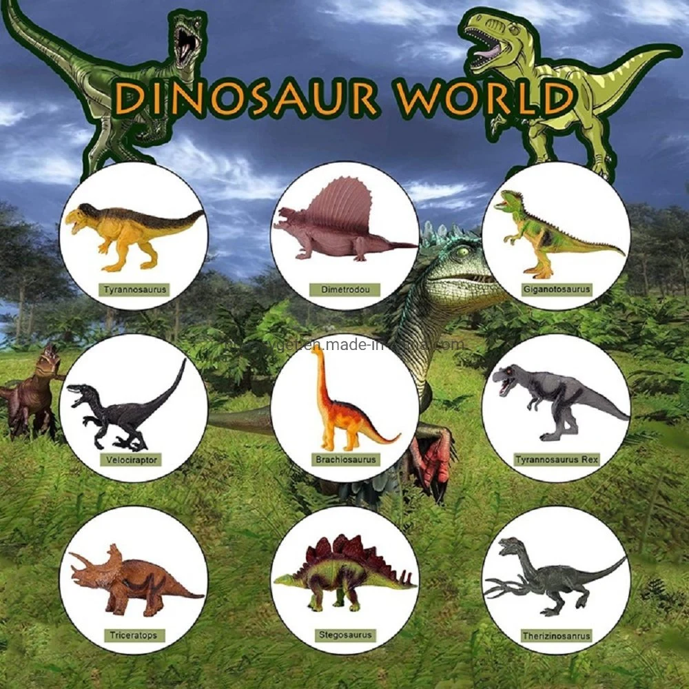 Educational Realistic Dinosaur Playset Dinosaur Toy Figure with Activity Play Mat &amp; Trees Including T-Rex, Triceratops, Velociraptor for Kids Esg17649