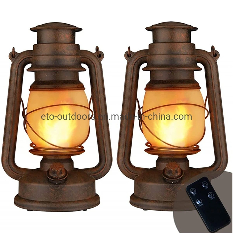 Vintage Style Bronze Color Kerosene Oil Lamp, Retro Hurricanes Lantern Portable Outdoor Camping Lamp Dynamic Flame Lantern with Dual Model