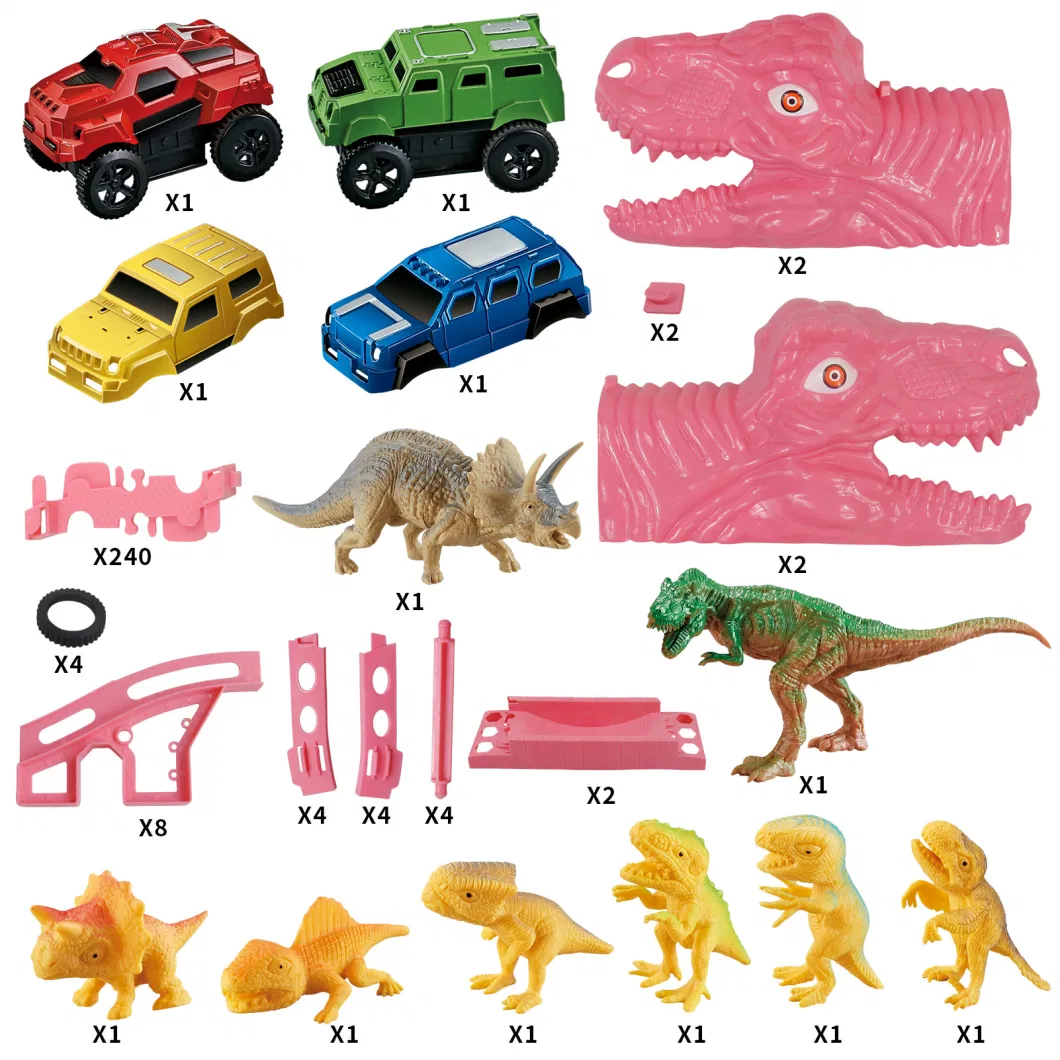 Dinosaur Track Toy Flexible Track Patchwork Toy Car Toy Dinosaur World Road Flexible Track Toy Car and Racing Car