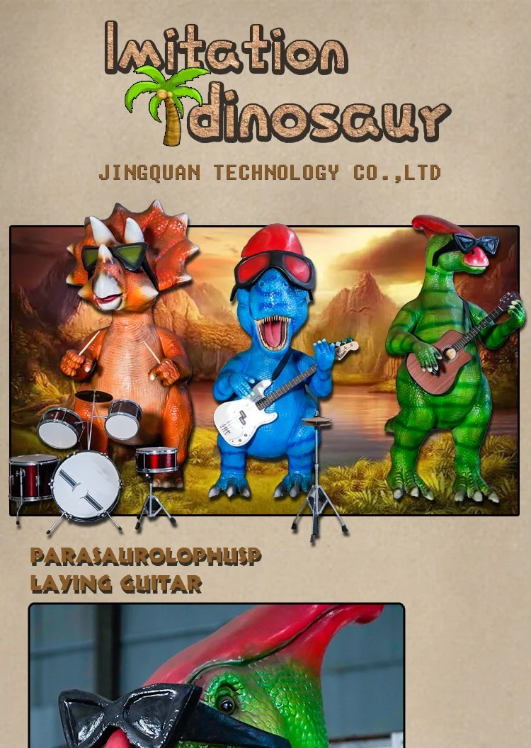 Guitar-Playing Parapleuron Vividly Simulation Carton Animals Dinosaur Park Design Animatronics Outdoor Dinosaurs