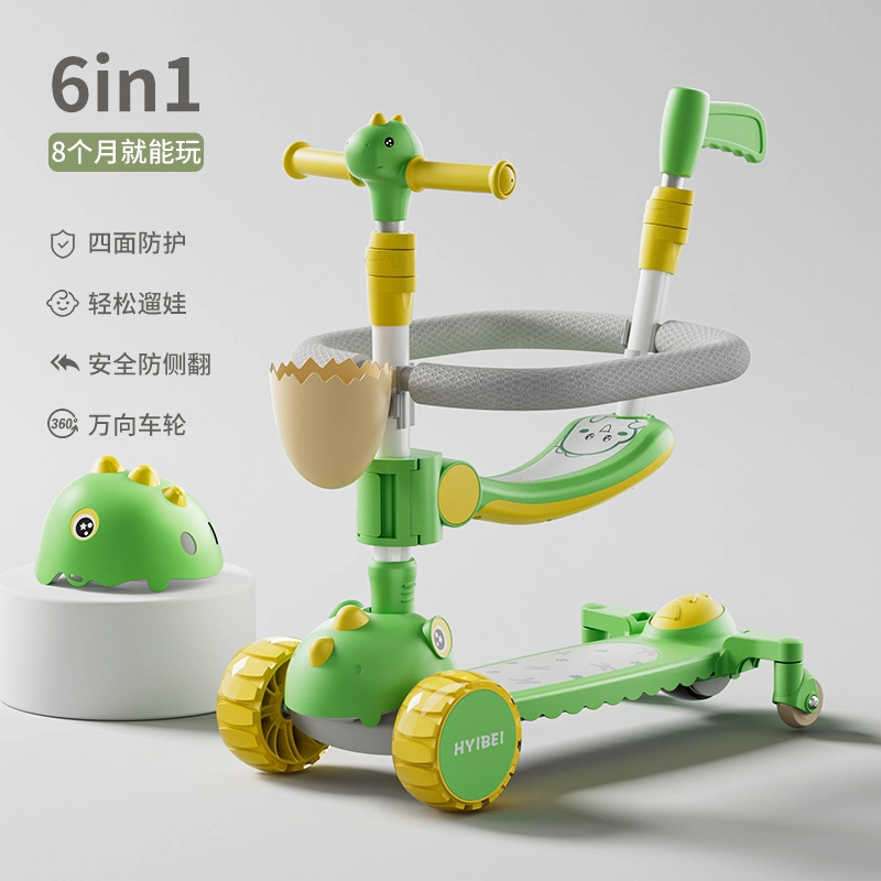 Dinosaur Shaped Scooter/1-6 Year Old Baby Can Ride/with Music, Lighting/Children&prime;s Skateboard Toy Car