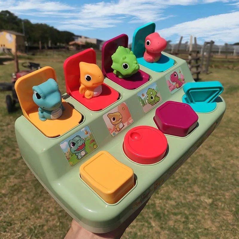 Educational Toys Pop-up Dinosaur Toys Preschool Children Pop-up Animal Keyboard Early Development Shape Classification Toy Color