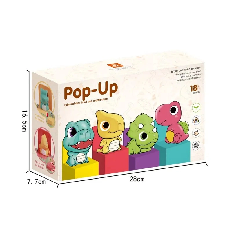 Educational Toys Pop-up Dinosaur Toys Preschool Children Pop-up Animal Keyboard Early Development Shape Classification Toy Color