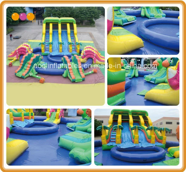 Dinosaur Giant Inflatable Water Slide with Big Inflatable Swimming Pool (AQ10104)