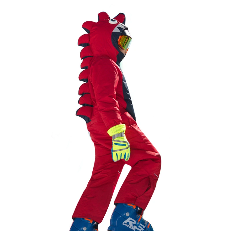 Children&prime; S Outdoor One-Piece Ski Suit Cartoon Dinosaur One-Piece Suit for Boys and Girls