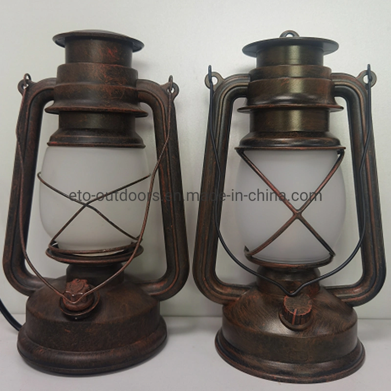 Vintage Style Bronze Color Kerosene Oil Lamp, Retro Hurricanes Lantern Portable Outdoor Camping Lamp Dynamic Flame Lantern with Dual Model