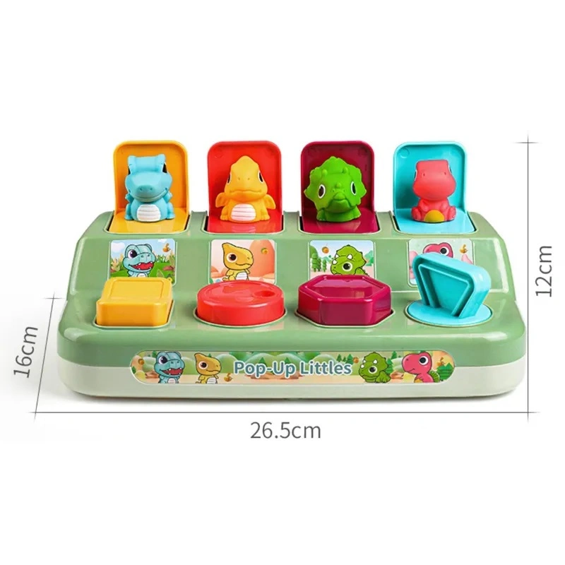 Educational Toys Pop-up Dinosaur Toys Preschool Children Pop-up Animal Keyboard Early Development Shape Classification Toy Color